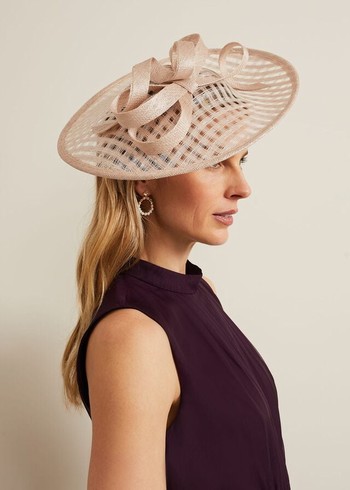 Phase Eight Windowpane Bow Disc Fascinator Hats Cream Australia | FN3562987